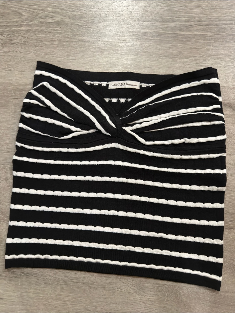 NEW Zenana Black and White Striped Tube Top with Sweetheart Neckline